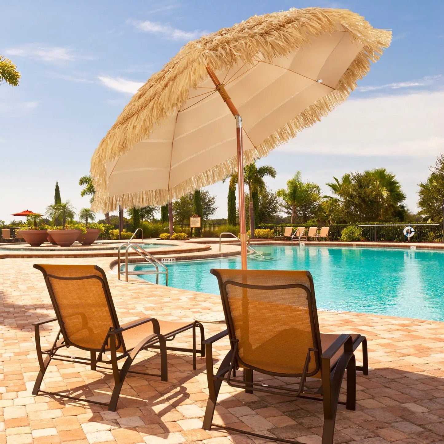Tiki Beach Umbrella 6.5 Ft With Adjustable Tilt