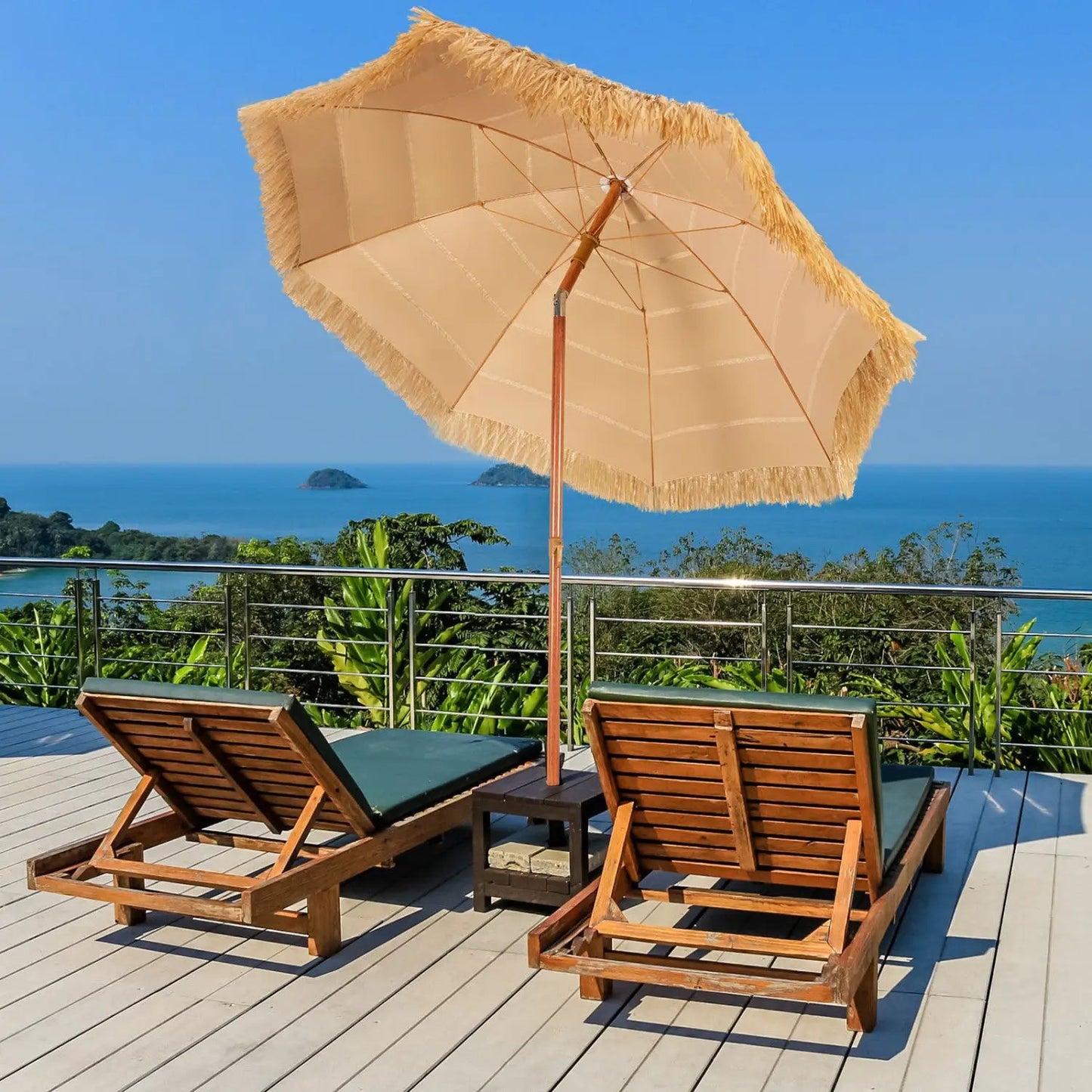 Tiki Beach Umbrella 6.5 Ft With Adjustable Tilt
