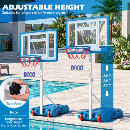 DirectDeals adjustable pool basketball hoops with shatterproof backboards, blue frames on wheels on Tampa Home & Garden Store