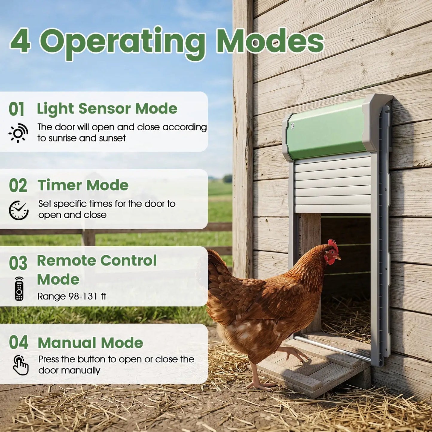 Chicken Coop Door with Remote and Light Sensor