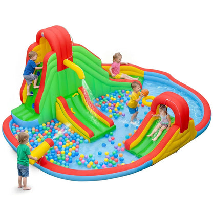 Inflatable Water Park With 3 Slides and Pool
