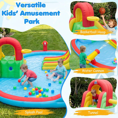 Inflatable Water Park With 3 Slides and Pool