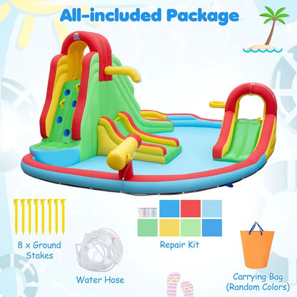 Inflatable Water Park With 3 Slides and Pool