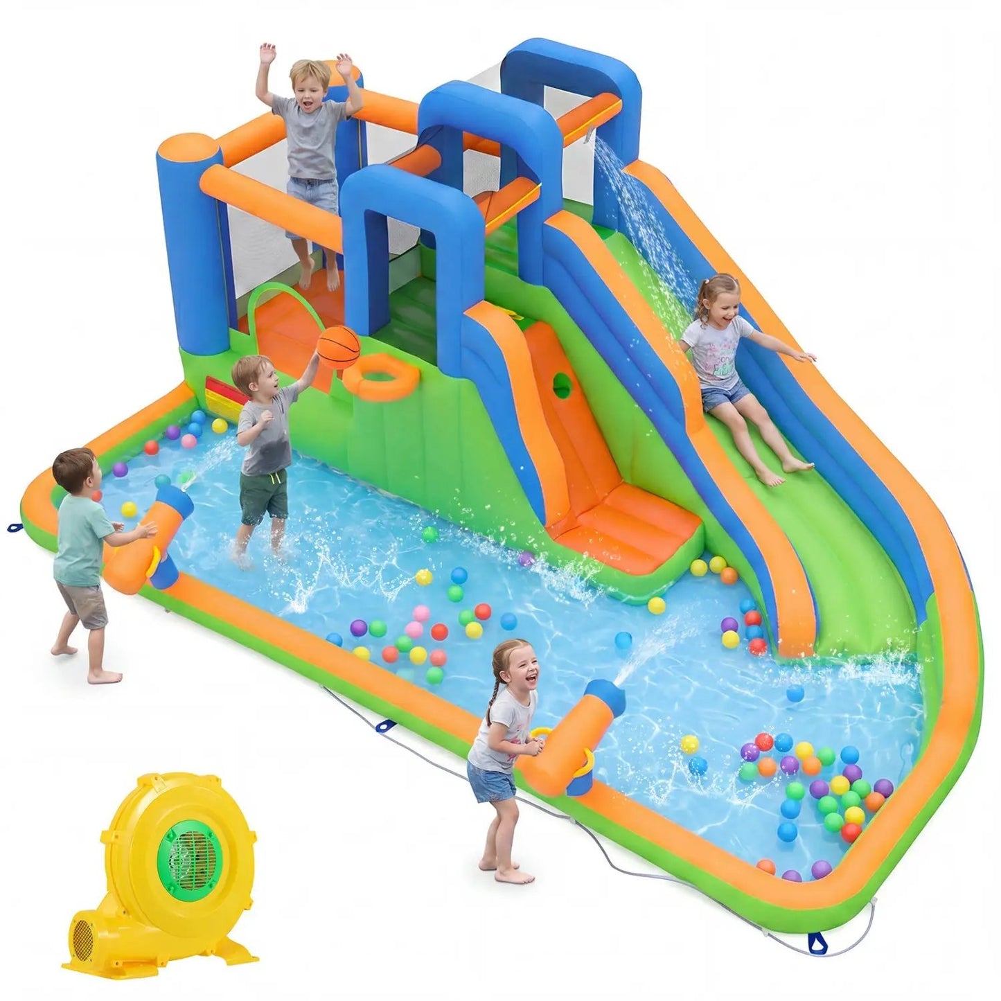 Inflatable Water Slide Park with 780W Blower