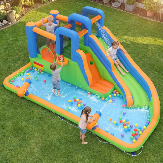 Inflatable Water Slide Park with 780W Blower