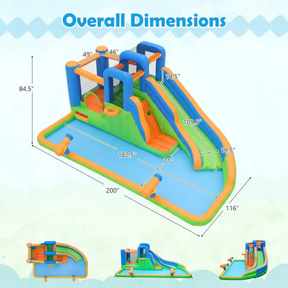 Inflatable Water Slide Park with 780W Blower