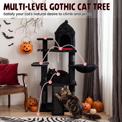 Gothic Multi Level Cat Tree with Castle House
