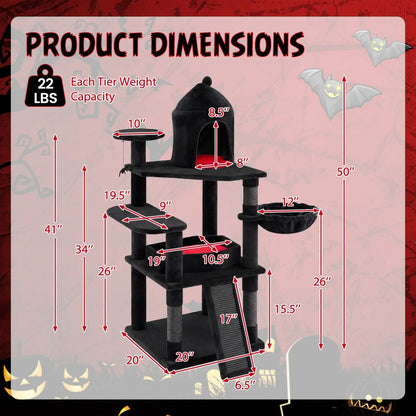 Gothic Multi Level Cat Tree with Castle House