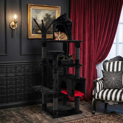 Gothic Cat Tree with Castle and Coffin Bed