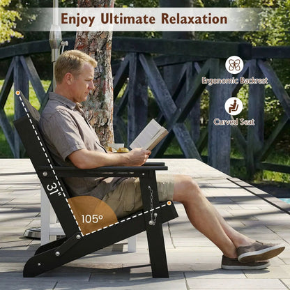 Folding Adirondack Chair with High Backrest - HDPE Weather Resistant