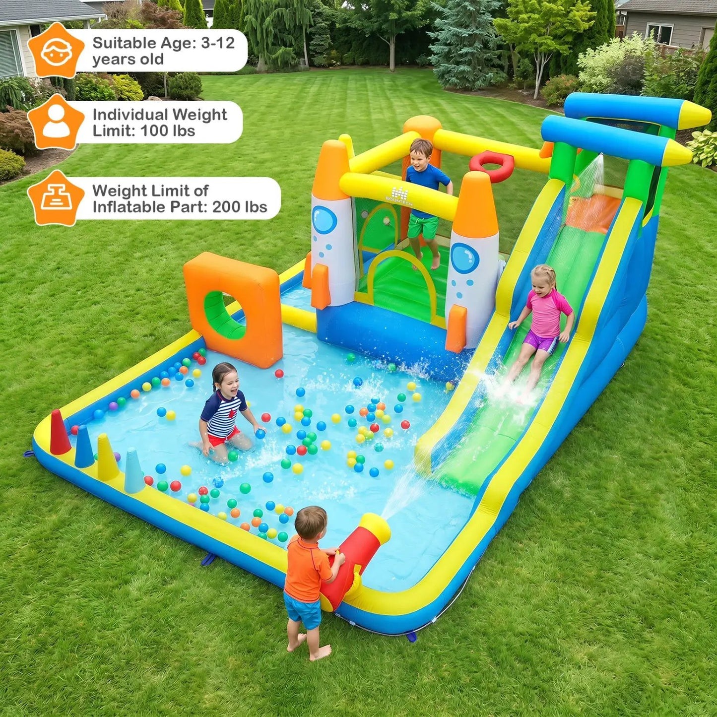 10 in 1 Inflatable Bounce House With Water Slide