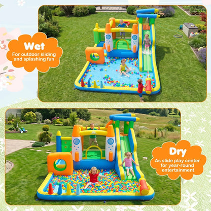 10 in 1 Inflatable Bounce House With Water Slide