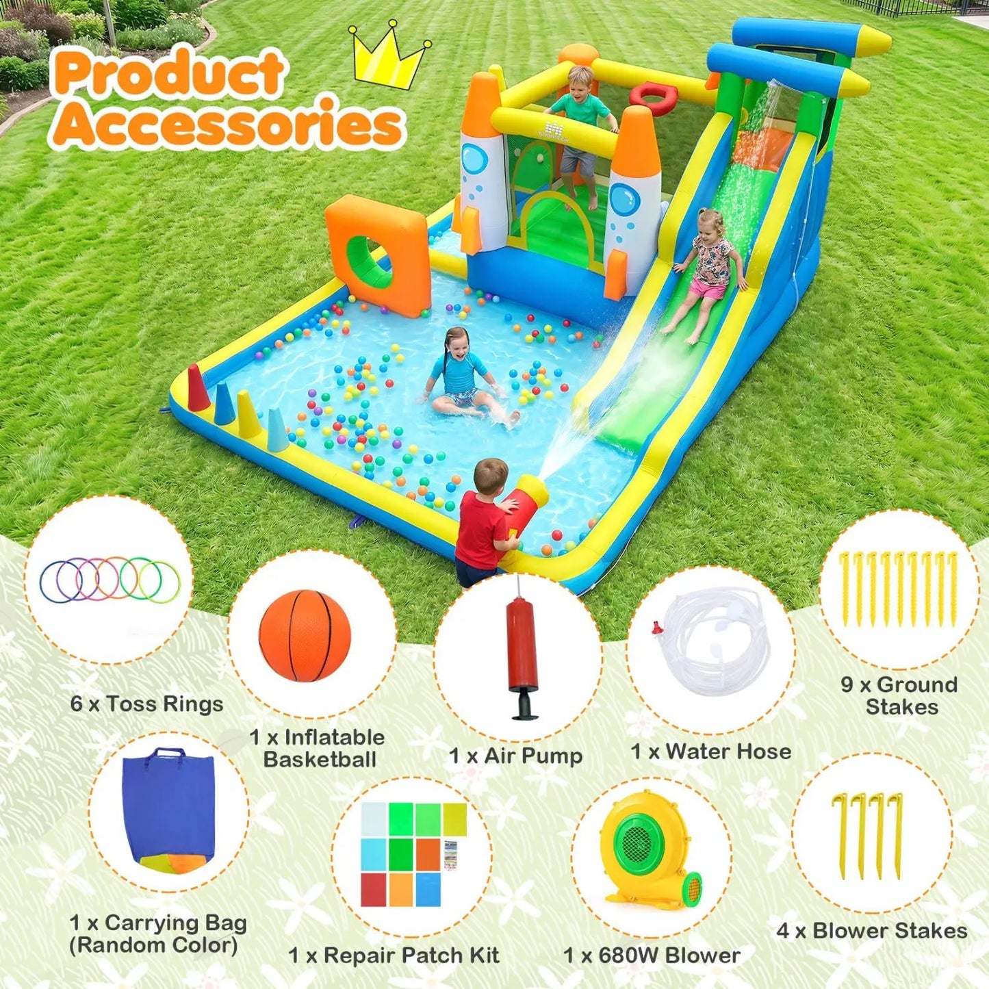 10 in 1 Inflatable Bounce House With Water Slide