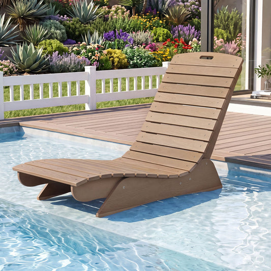 In-Pool Lounge Chair DirectDeals brown wood slats with contoured ergonomic design on Tampa Home & Garden Store