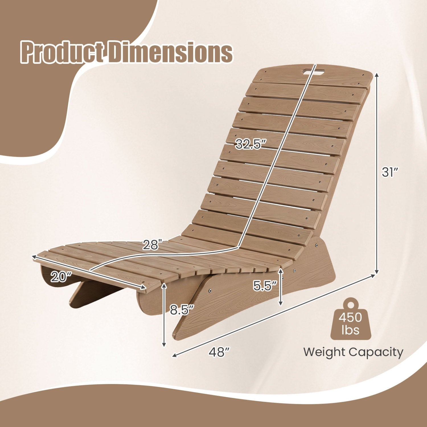 In-Pool Lounge Chair with Contoured Ergonomic Design wood-tone slat outdoor chair DirectDeals 450 lb capacity on Tampa Home & Garden Store