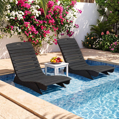 In-Pool Lounge Chair by DirectDeals with Ergonomic Design, two dark charcoal slatted pool chairs on Tampa Home & Garden Store