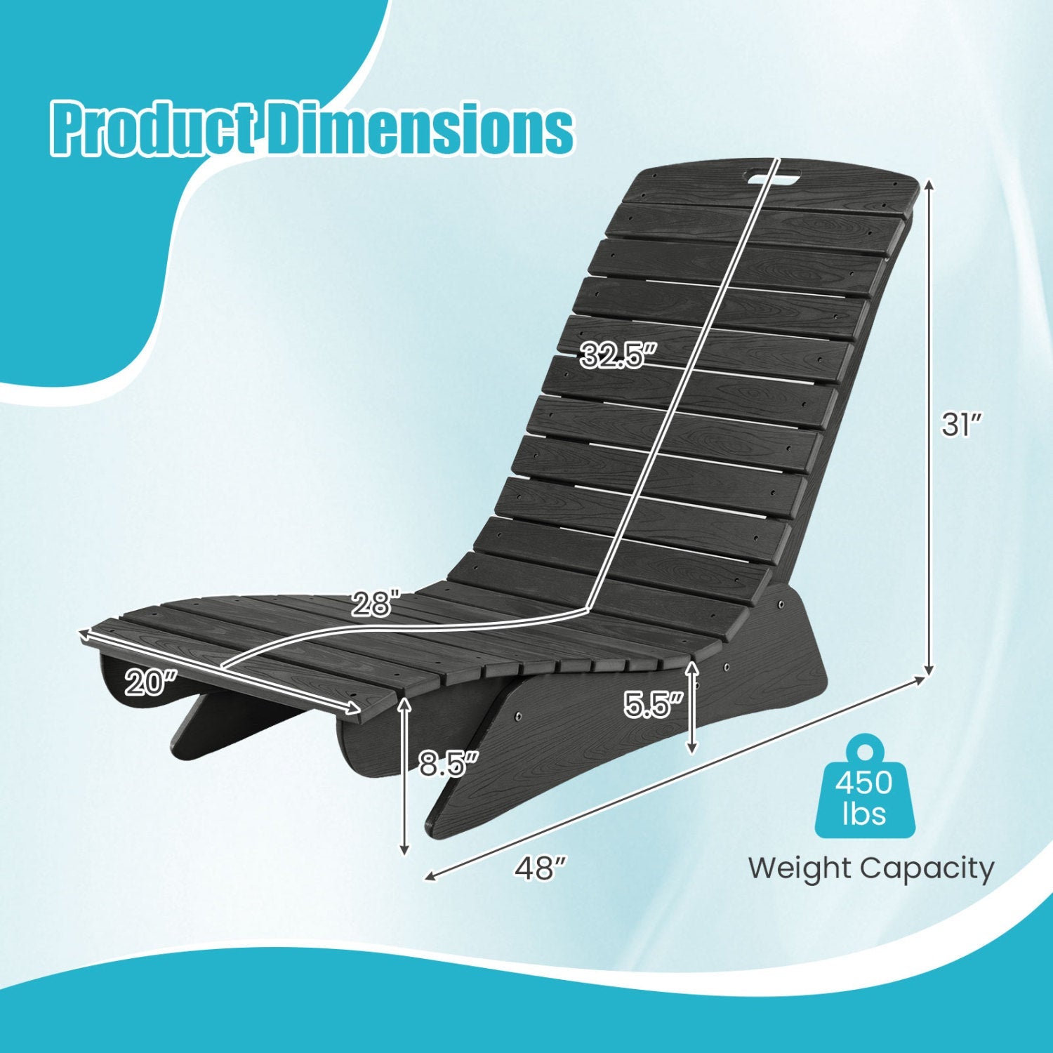 DirectDeals In-Pool Lounge Chair with contoured ergonomic design black slatted outdoor lounger on Tampa Home & Garden Store