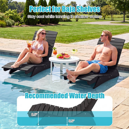 In-Pool Lounge Chair DirectDeals contoured ergonomic design; black chairs with white table on Tampa Home & Garden Store