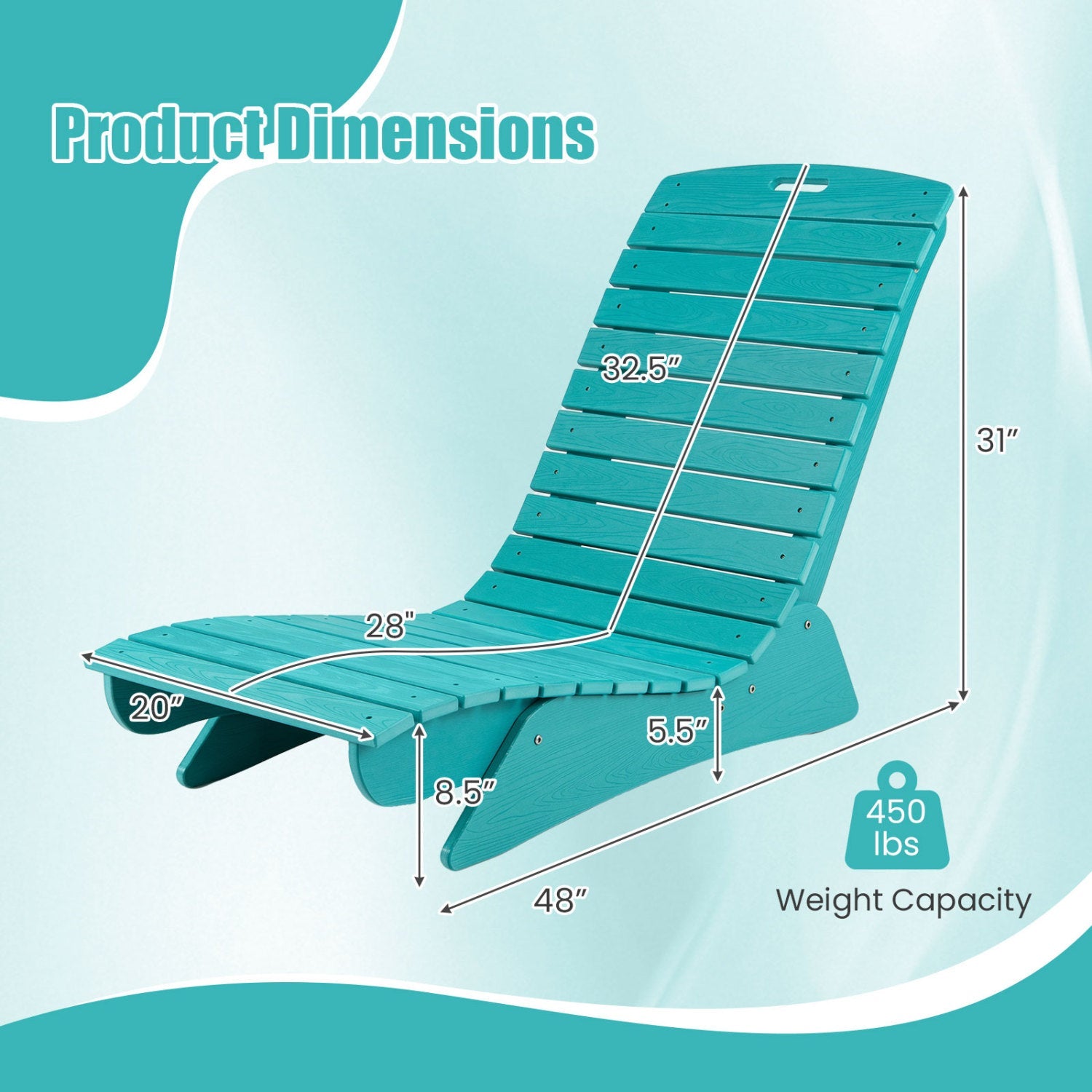 In-Pool Lounge Chair with Contoured Ergonomic Design by DirectDeals, turquoise outdoor lounge chair on Tampa Home & Garden Store