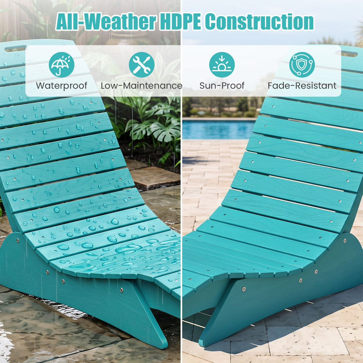 In-Pool Lounge Chair DirectDeals teal HDPE outdoor chair with contoured ergonomic design on Tampa Home & Garden Store