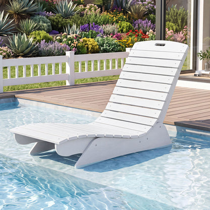 In-Pool Lounge Chair by DirectDeals, white wooden slats, contoured ergonomic design on Tampa Home & Garden Store