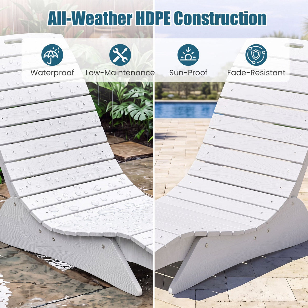 In-Pool Lounge Chair with contoured ergonomic design, DirectDeals white HDPE chair pair on Tampa Home & Garden Store