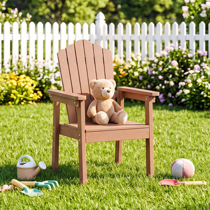Adirondack chair DirectDeals with high back and wide armrests, teddy bear on brown wood chair on Tampa Home & Garden Store