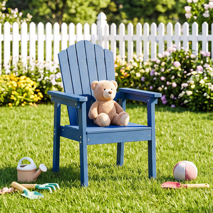 Adirondack chair DirectDeals blue outdoor chair with high back and wide arms teddy bear sits on Tampa Home & Garden Store