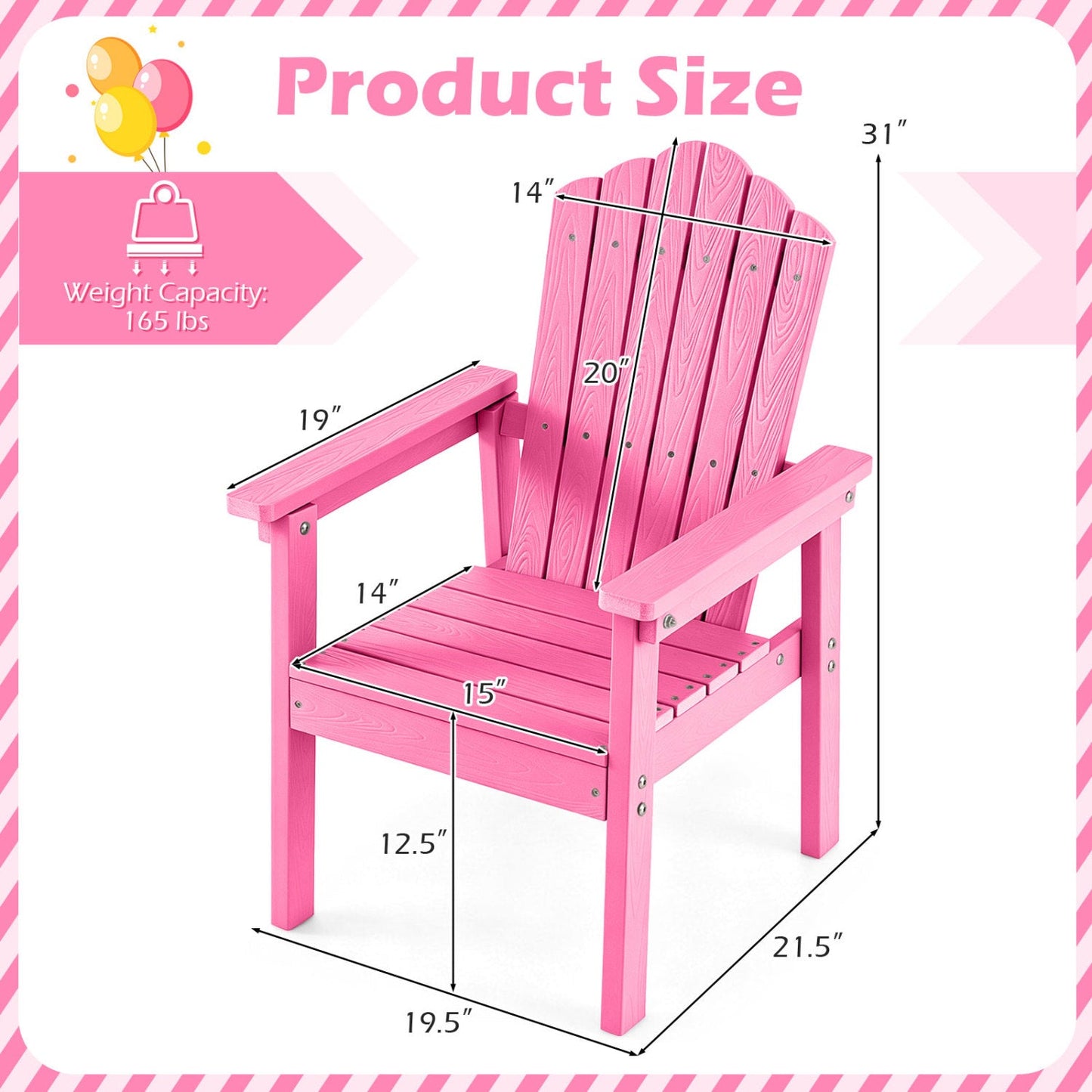 Adirondack Chair DirectDeals pink outdoor seating with high backrest and wide armrests on Tampa Home & Garden Store