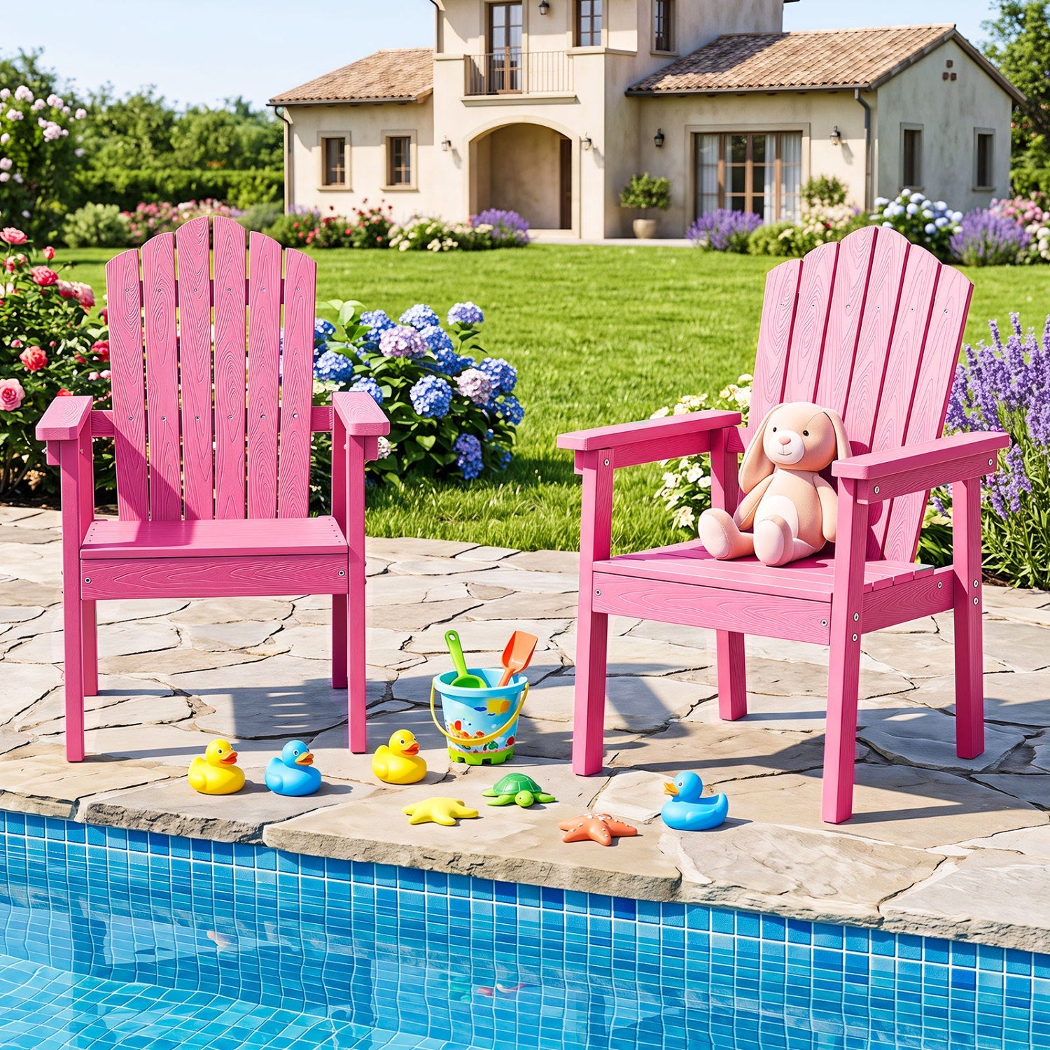 DirectDeals pink Adirondack chairs set of 2 with high back and wide armrests on Tampa Home & Garden Store