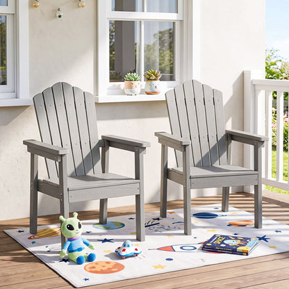 Pair of gray Adirondack chairs with high backrests and wide armrests DirectDeals on Tampa Home & Garden Store