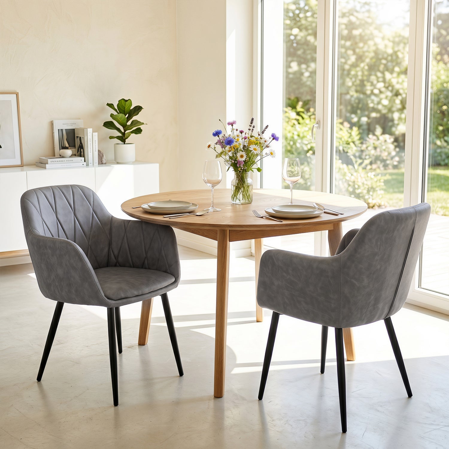 Upholstered dining chairs set of 2 with curved backs in gray fabric DirectDeals on Tampa Home & Garden Store