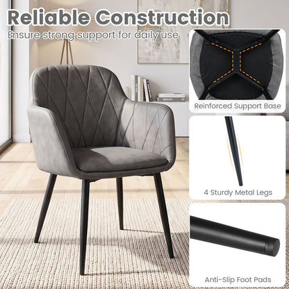 Upholstered Dining Chairs 2pack by DirectDeals, curved back, grey faux leather, metal legs on Tampa Home & Garden Store