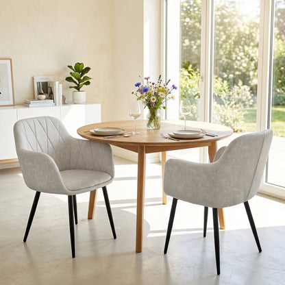Upholstered dining chairs set of 2 in light gray fabric with curved backs DirectDeals on Tampa Home & Garden Store