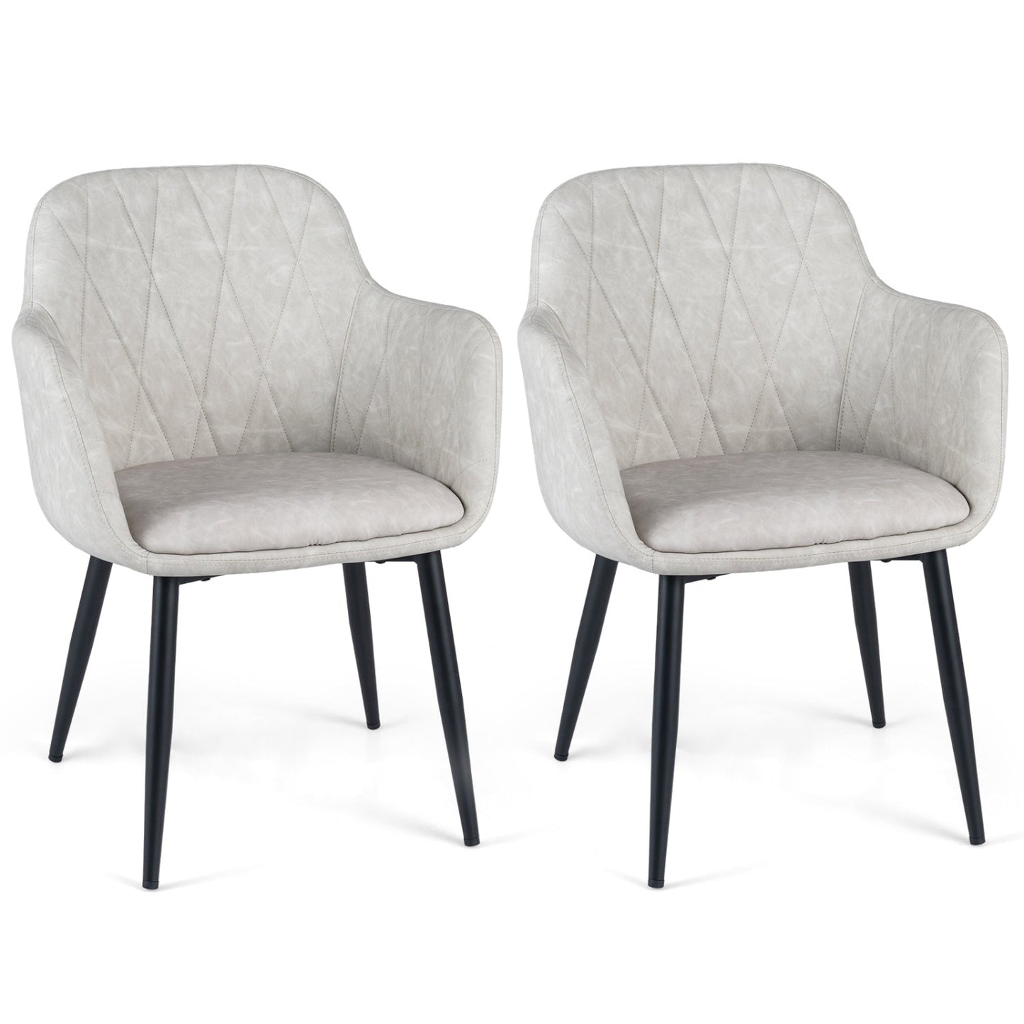 DirectDeals upholstered dining chairs set of 2 with curved backs, light gray fabric, black legs on Tampa Home & Garden Store