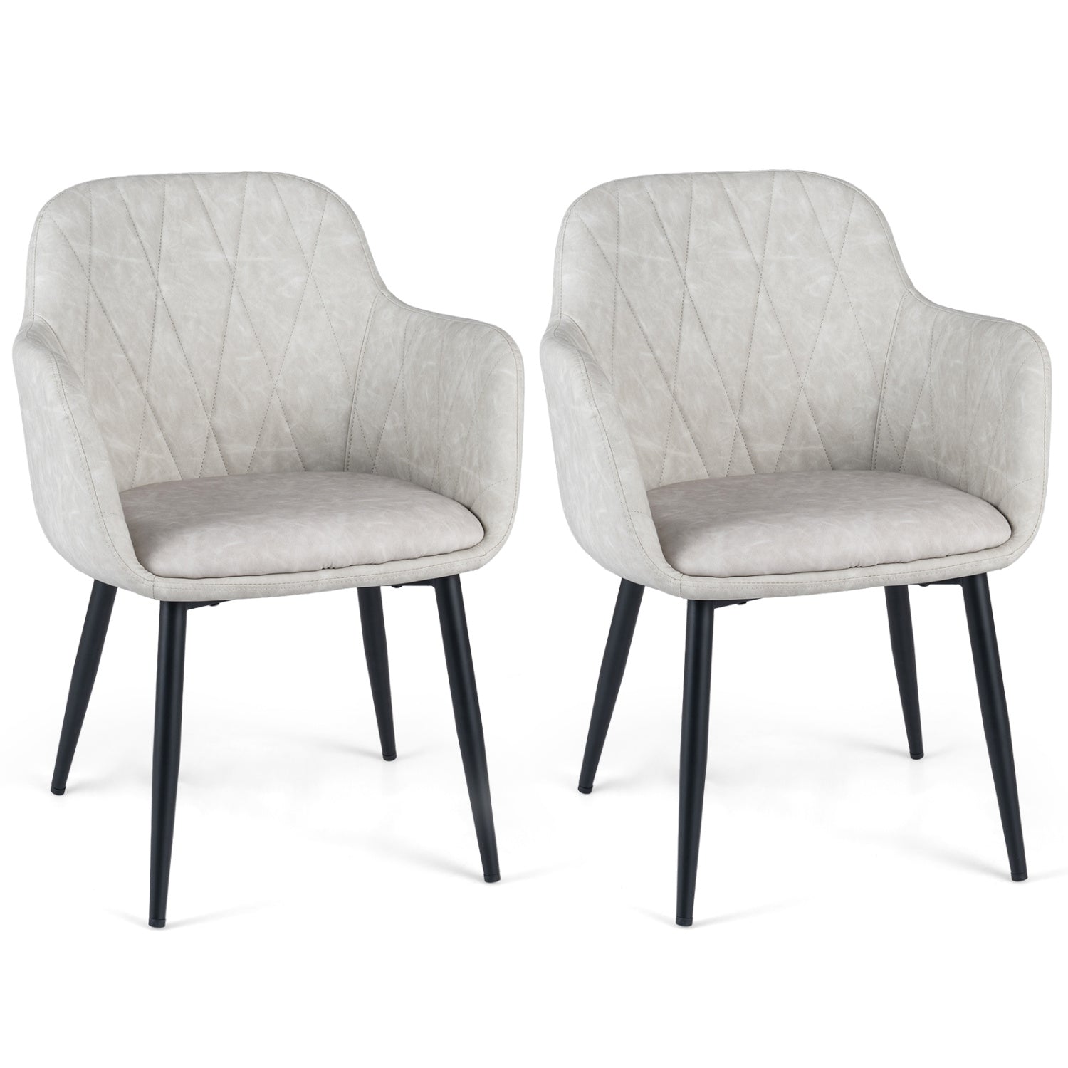 DirectDeals upholstered dining chairs set of 2 with curved backs, light gray fabric, black legs on Tampa Home & Garden Store