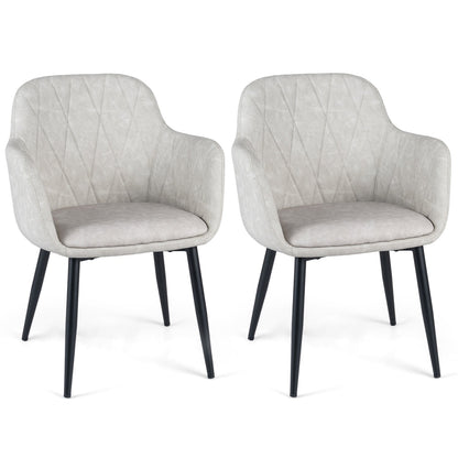 DirectDeals upholstered dining chairs set of 2 with curved backs, light gray fabric, black legs on Tampa Home & Garden Store