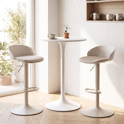 Adjustable Swivel Bar Stools Set of 2 with Back & Footrest in white, modern cafe seating on Tampa Home & Garden Store