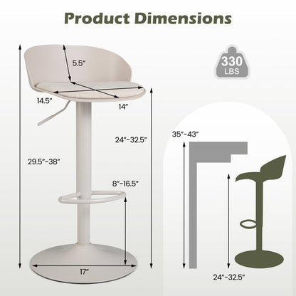 Bar stools by DirectDeals adjustable swivel with back and footrest, cream upholstery 2-pack on Tampa Home & Garden Store