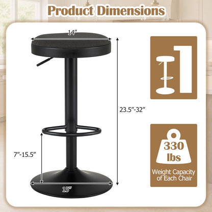 DirectDeals adjustable bar stool set of 2 with padded round seat, black pedestal base and footrest ring, height 23.5–32 in, seat 14 in on Tampa Home & Garden Store
