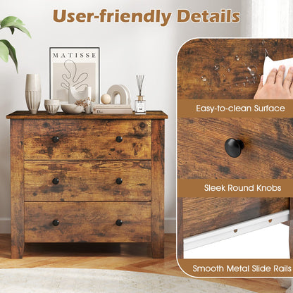3-Drawer Dresser with Tapered Legs in rustic brown by DirectDeals, with sleek round black knobs on Tampa Home & Garden Store