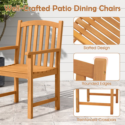 5-Piece Acacia Wood Patio Dining Set for 4 with Umbrella Hole, honey-brown slatted design on Tampa Home & Garden Store