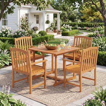 5-piece acacia wood patio dining set for 4 by DirectDeals with four slatted chairs on Tampa Home & Garden Store