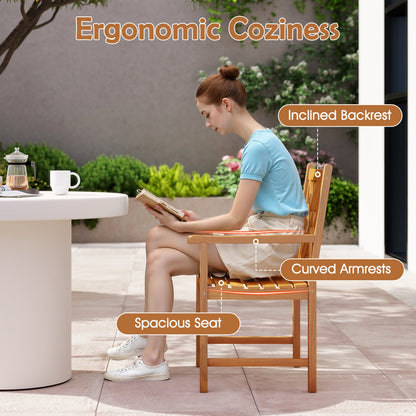 5-Piece Acacia Wood Patio Dining Set for 4 with Armchairs natural wood, curved armrests on Tampa Home & Garden Store