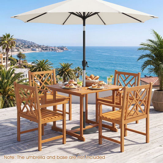 5-Piece Acacia Wood Patio Dining Set for 4 with Armchairs umbrella not included on Tampa Home & Garden Store