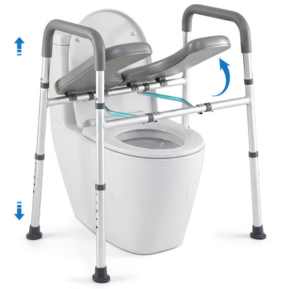 Raised Toilet Seat with Handles DirectDeals, 400 LBS, silver frame with gray handles on Tampa Home & Garden Store