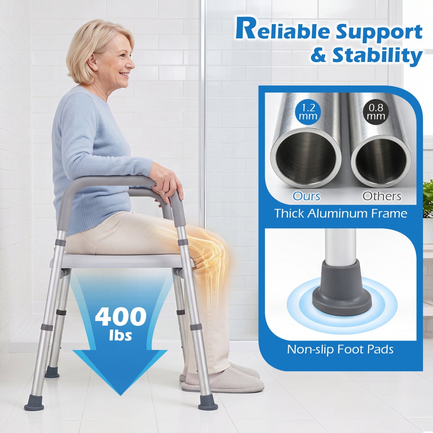 Raised Toilet Seat with Handles, DirectDeals safety frame, 400 lbs capacity, aluminum frame on Tampa Home & Garden Store