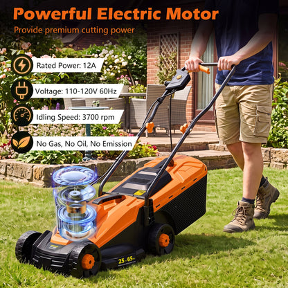 Lawn mower DirectDeals, 13in corded electric, orange black 3-position height adj on Tampa Home & Garden Store