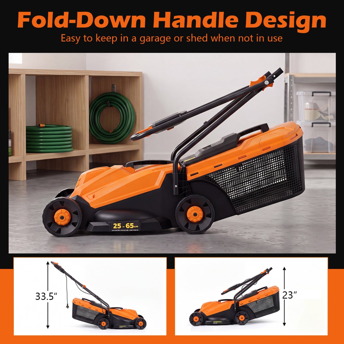 DirectDeals 13-Inch corded electric lawn mower with 3-position height adjustment orange/black on Tampa Home & Garden Store