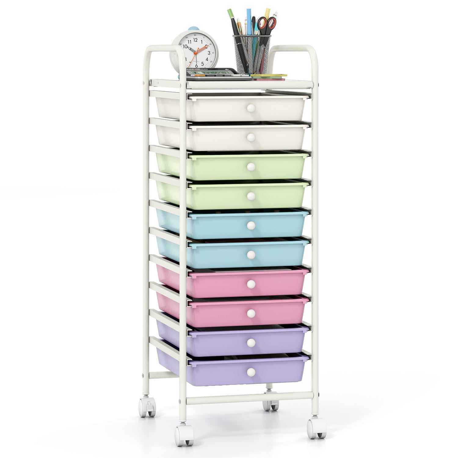 DirectDeals 10-drawer rolling storage cart with pastel drawers and locking wheels on Tampa Home & Garden Store